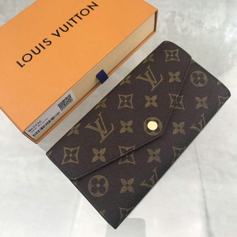 ルイヴィトン LOUISVUITTON 99-M62236 2019年最新入荷 ポルトフォイユ サラ 二つ折り長財布 モノグラムキャンパス コクリコ レディース