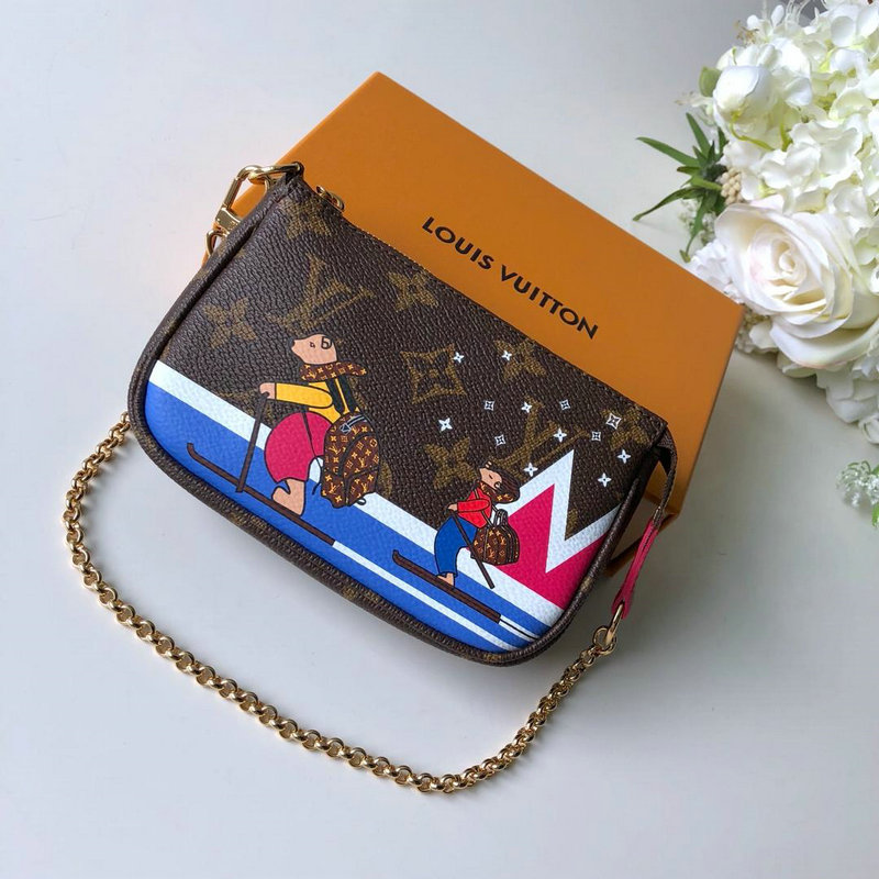 ルイヴィトン LOUISVUITTON 99-M67769 2019年最新入荷 ミニポシェット アクセソワール ポーチ チェーンウォレット 手持ちかばん クラッチ モノグラムキャンパス