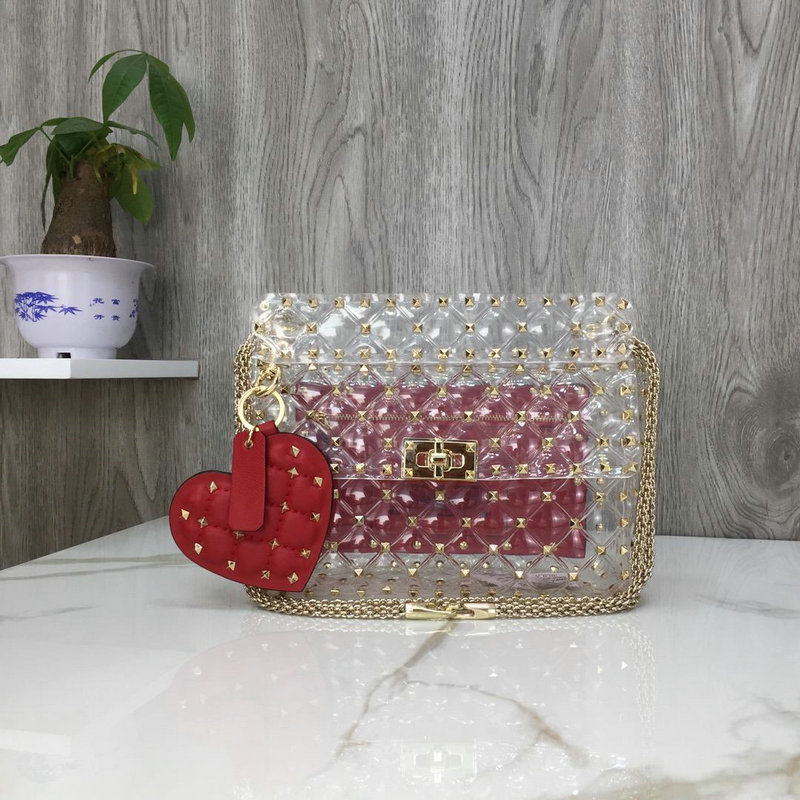 商品名称：ヴァレンティノ Valentino 99-VL0122T 2019年最新入荷 ロックスタッズ スパイク プレキシバッグ 斜め掛け ショルダーバッグ レディース