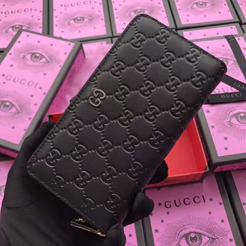グッチ GUCCI 025-GG‎473928　2019年最新入荷 グネチャー レザー ジップ アラウンド ウォレット ファスナー長財布 カーフスキン 黒