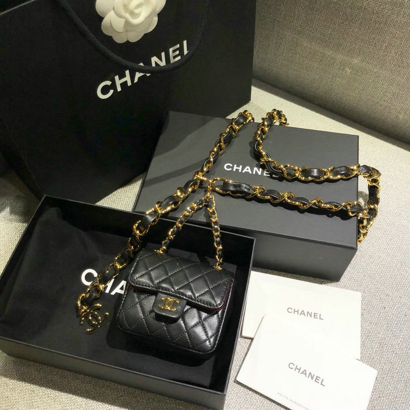 シャネル CHANEL BXN-CH0704  2019年最新入荷 チェーンウォレット ショルダーバッグ ミニサイズ ラムスキン 黒