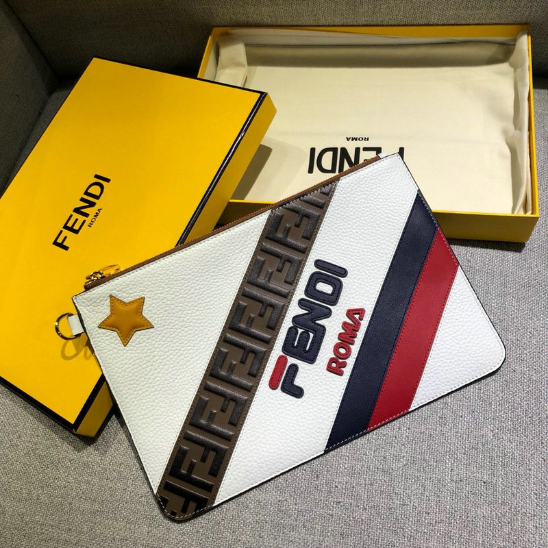 フェンディ FENDI BXN-FD5396 2019年最新作 mania クラッチバッグ 手持ちかばん メンズ レザー 白