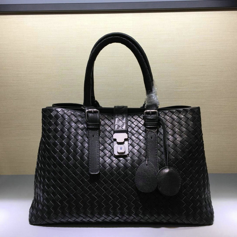 ボッテガヴェネタ BOTTEGAVENETA QJ-BOV7453NBK 2019年最新入荷 イントレチャート カーフ ベビー ローマバッグ ハンドバッグ 2way ショルダーバッグ カーフスキン 黒