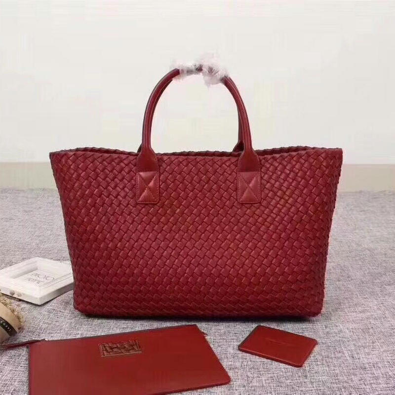 ボッテガヴェネタ BOTTEGAVENETA QJ-BOV5693B 2019年最新入荷 イントレチャート ナッパ ミディアム カバ ハンドバッグ トートバッグ レディース ラムスキン 赤
