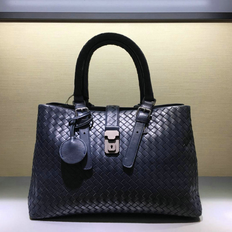 ボッテガヴェネタ BOTTEGAVENETA QJ-BOV7453NSL 2019年最新入荷 イントレチャート カーフ ベビー ローマバッグ ハンドバッグ 2way ショルダーバッグ カーフスキン 黒