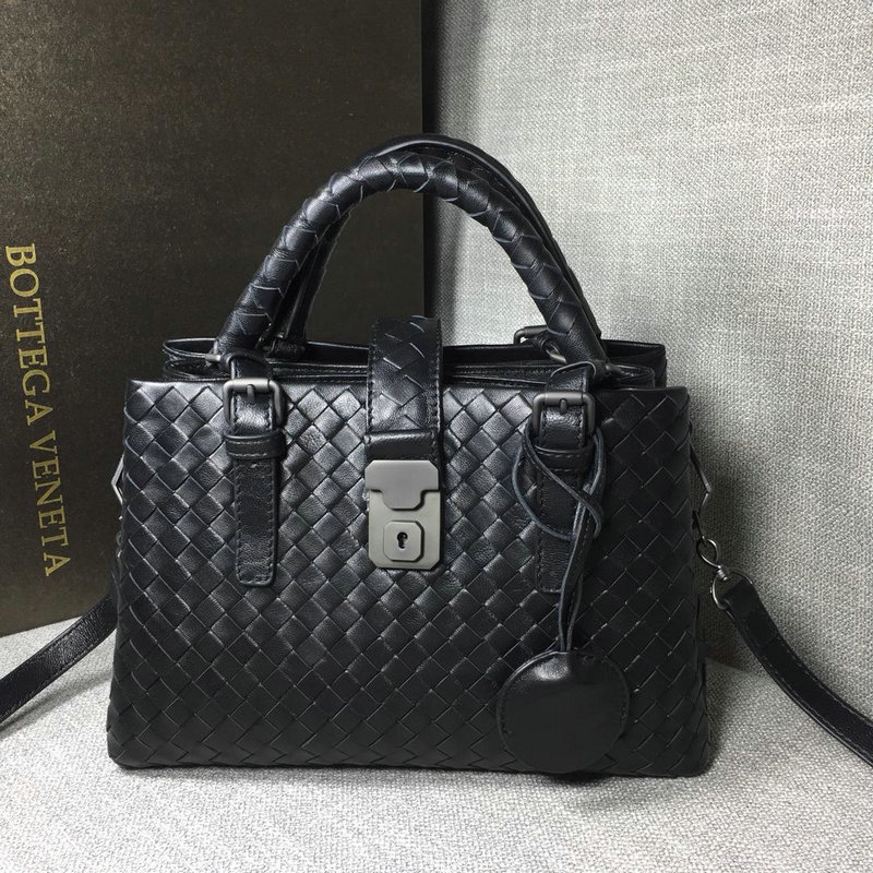 ボッテガヴェネタ BOTTEGAVENETA QJ-BOV7453YBK 2019年最新入荷 イントレチャート カーフ ベビー ローマバッグ ハンドバッグ 2way ショルダーバッグ ラムスキン 黒