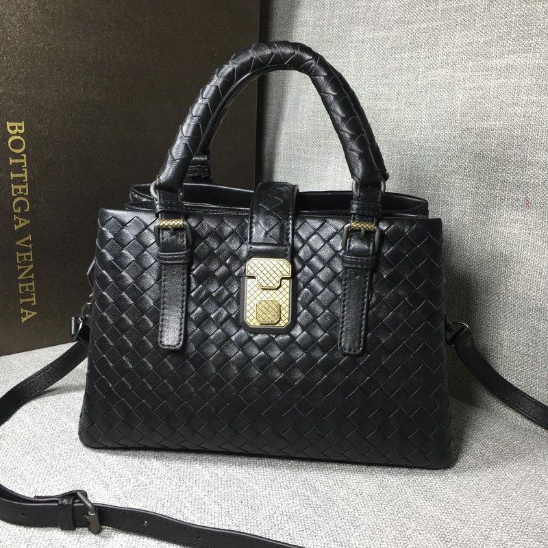 ボッテガヴェネタ BOTTEGAVENETA QJ-BOV7453ZBK 2019年最新入荷 イントレチャート カーフ ベビー ローマバッグ ハンドバッグ 2way ショルダーバッグ ラムスキン