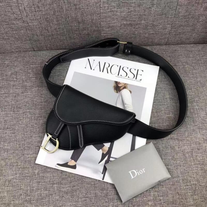 クリスチャンディオール CHRISTIAN DIOR 2019年最新入荷 saddle サドルバッグ クラッチバッグ ベルトバッグ ウェストバッグ カーフスキン 黒