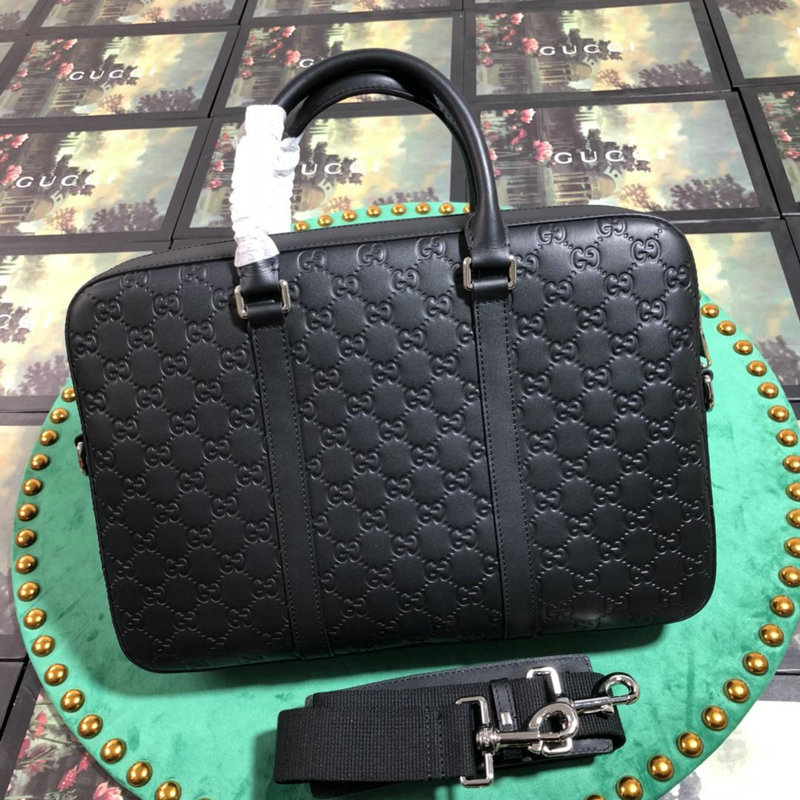 グッチ GUCCI 057-GG435322 2019年最新入荷 シグネチャー ブリーフケース メンズ ビジネスバッグ 通勤 通学 出張 書類カバン カーフスキン 黒