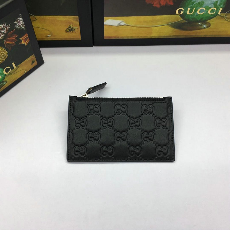 グッチ GUCCI  057-GG435366 2019年最新入荷 シグネチャー カードケース レザー 小銭入れ ジップコインウォレット 黒