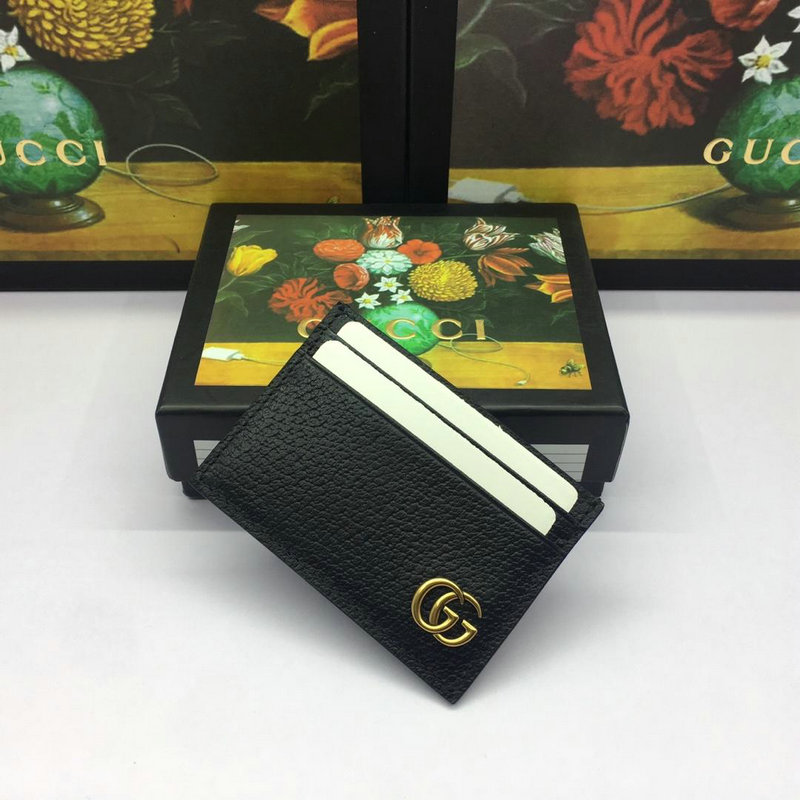 グッチ GUCCI 057-GG436022　2019年最新入荷 GGマーモント カードケース マネークリップ付き カーフスキン 黒 プレゼント ギフト