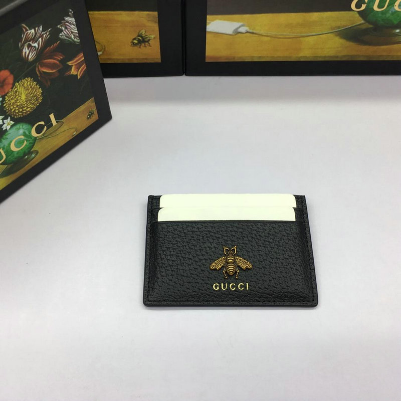 グッチ GUCCI 057-GG523665 2019年最新入荷 ハチ カードケース カーフスキン 黒 プレゼント ギフト