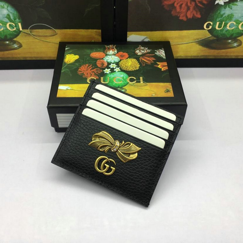 グッチ GUCCI 057-GG524305 2019年最新入荷 ボウ レザー カードケース 黒 プレゼント ギフト メンズ レディース