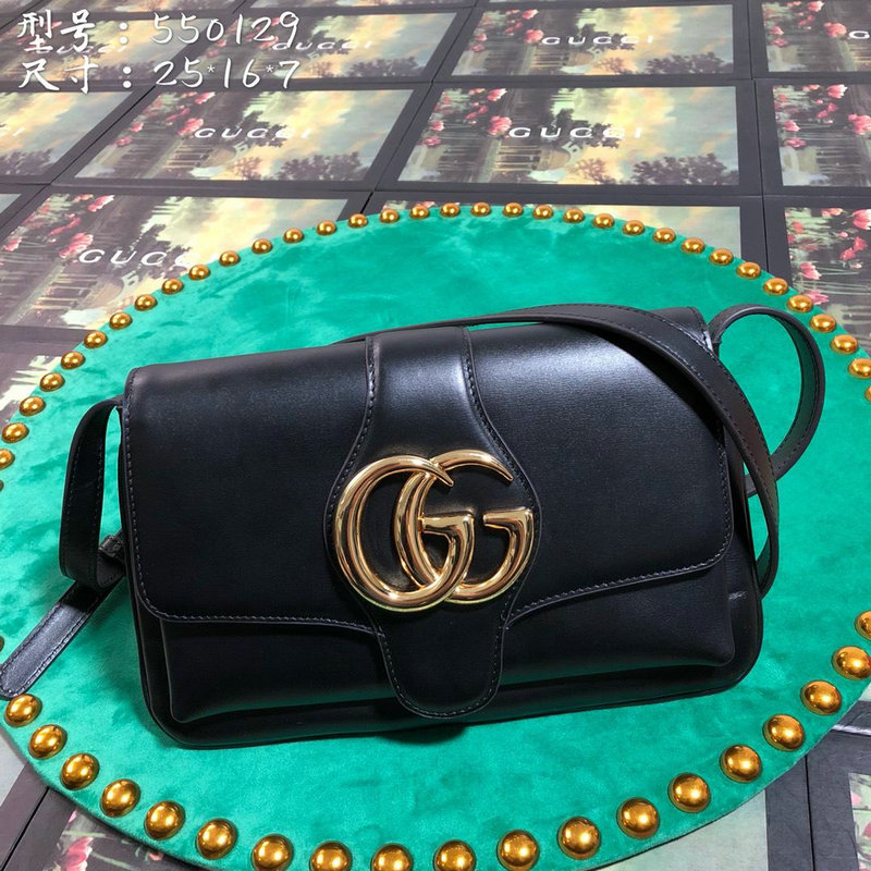 GUCCI グッチ 057-GG550129 2019年最新入荷 アリー スモール 斜め掛け ショルダーバッグ レディースかばん カーフスキン 黒