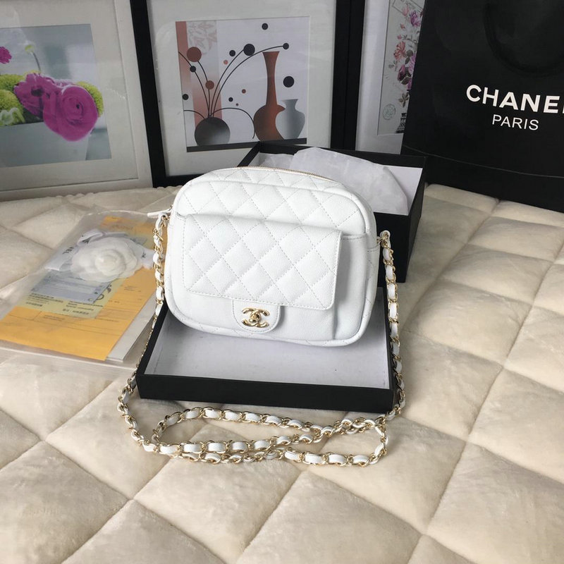 シャネル CHANEL CC-CH0006 2019年最新入荷 斜めがけ ショルダーバッグ カメラケース キャビアスキン