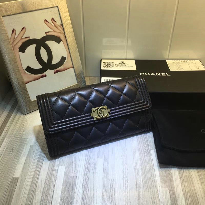 商品名称：シャネル CHANEL CC-CH50096YJ 2019年最新入荷 二つ折り長財布 ロングウォレット フラップウォレット ラムスキン 黒