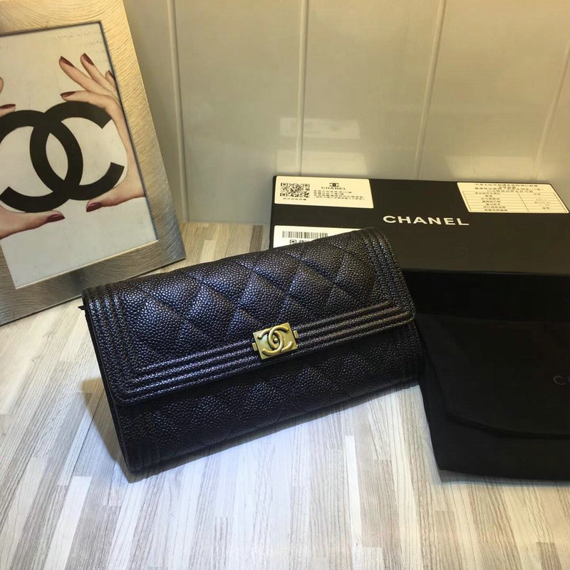 商品名称：シャネル CHANEL CC-CH50096QK 2019年最新入荷 二つ折り長財布 ロングウォレット フラップウォレット グレインド カーフスキン 黒