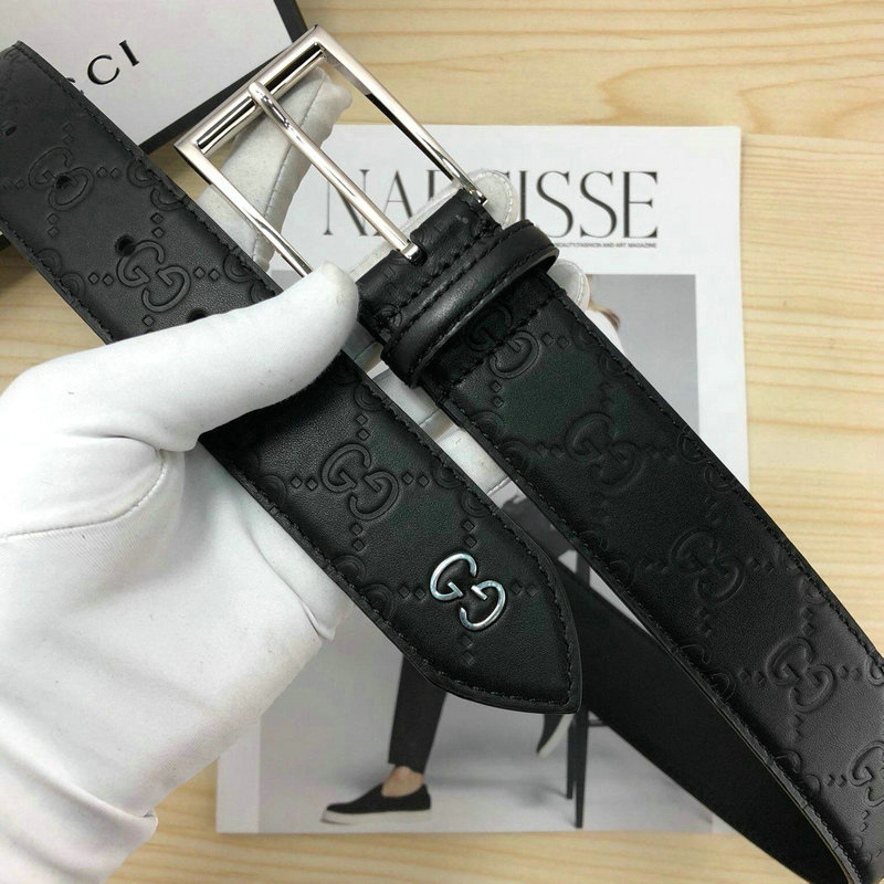 商品名称：グッチ GUCCI 057-GG411924F 2019年最新入荷 ベルト レザー カーフスキン 黒 幅3.8