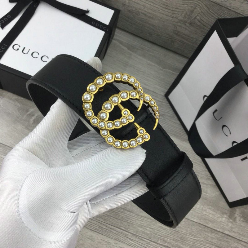 グッチ GUCCI 057-GG414516Z 2019年最新入荷 ベルト レザー ダブルG パール バックル カーフスキン 幅3.5