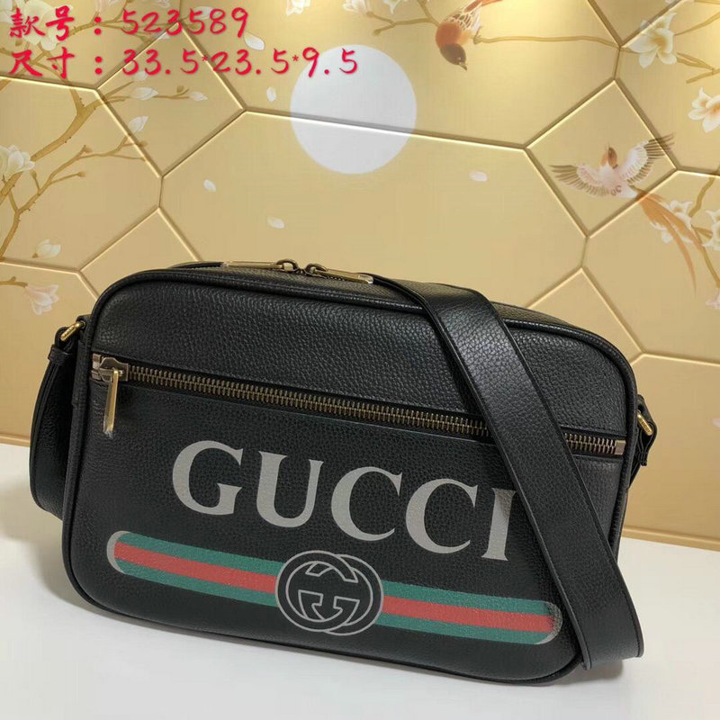 グッチ GUCCI 057-GG523589B 2019年最新入荷 斜め掛け ショルダーバッグ メンズバッグ ビジネス 通勤 通学 カーフスキン 黒