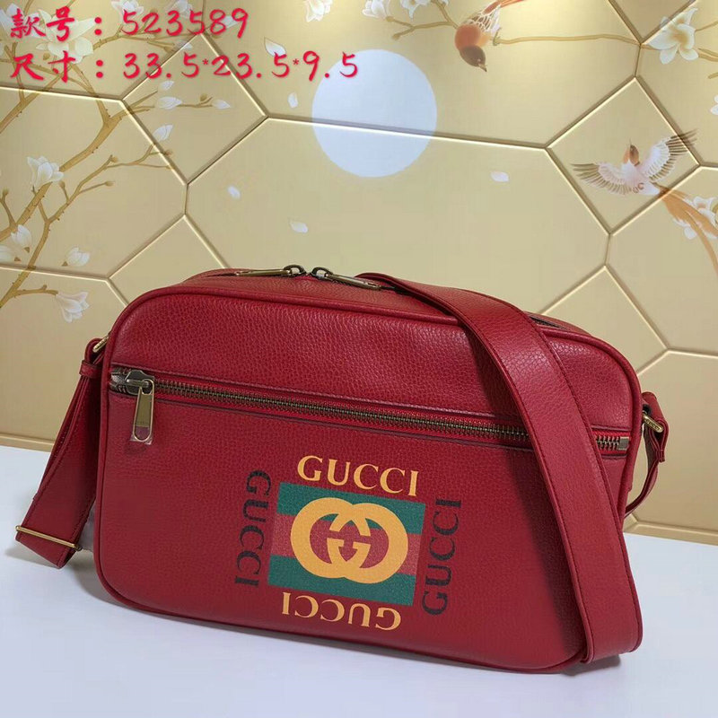 グッチ GUCCI 057-GG523589R　2019年最新入荷 斜め掛け ショルダーバッグ メンズバッグ ビジネス 通勤 通学 カーフスキン 黒