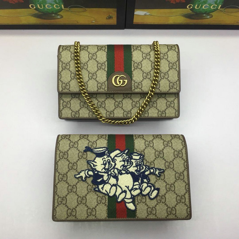 グッチ GUCCI 2057-GG557695X 019年最新入荷 GGスプリーム チェーンウォレット ショルダーバッグ カードケース 小銭入れ キャンパス
