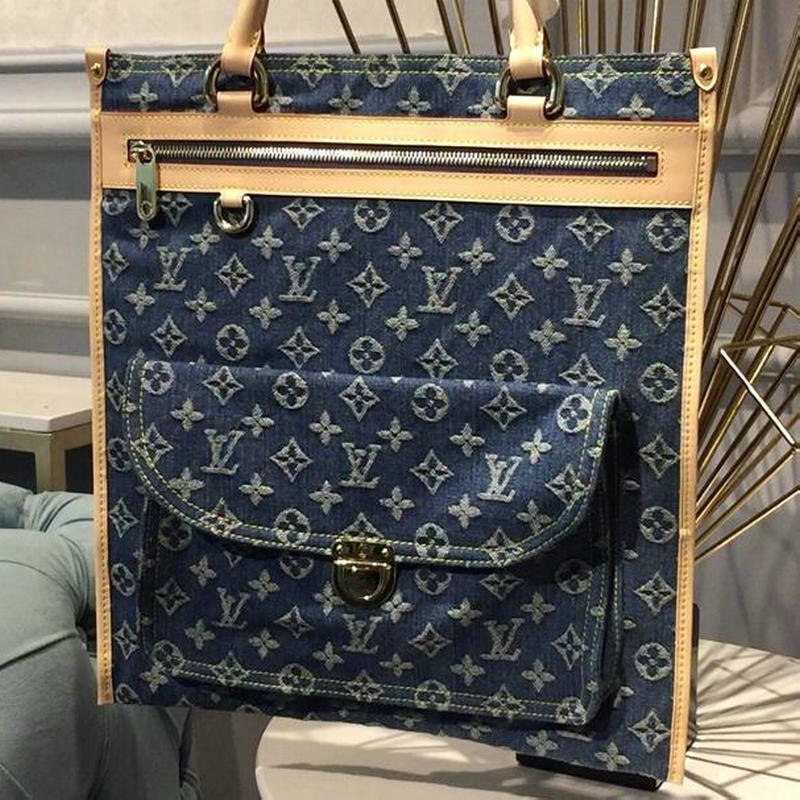 ルイヴィトン LOUISVUITTON 057-M95018 2019年最新入荷 トートバッグ モノグラムデニム フラットショッパー ハンドバッグ レディースかばん ブルー