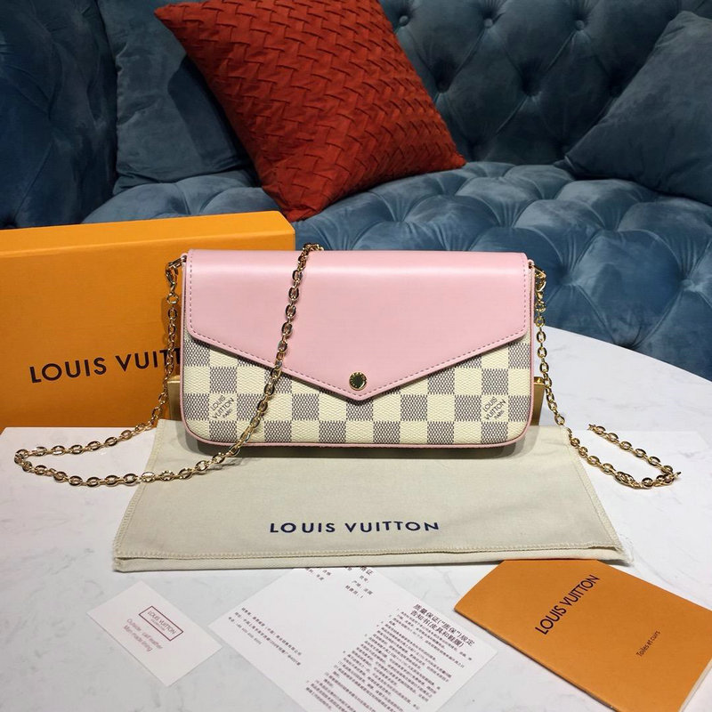 ルイヴィトン LOUISVUITTON 057-N60235  2019年最新入荷 ポシェット フェリシー GM チェーンウォレット ショルダーバッグ ダミエアズール ピンク