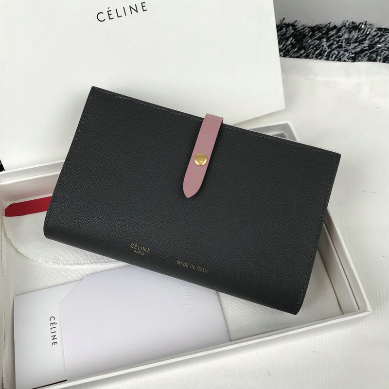 セリーヌ CELINE CC-CE4148KF 2019年最新入荷 ラージ ストラップ ウォレット 二つ折り長財布 カードケース 小銭入れ カーフスキン