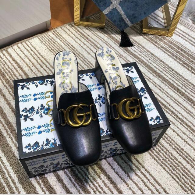 グッチ GUCCI 26-GGJ19029 2019年最新入荷 ローヒールサンダル ミュール レザー サマーサンダル レディース スリッパ 夏 カジュアル