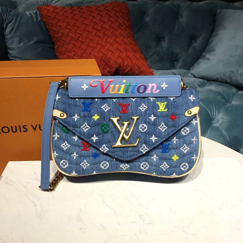 商品名称：ルイヴィトン LOUISVUITTON 057-M53692 2019年最新入荷 ニューウェーブ チェーンバッグ MM ショルダーバッグ デニム レディース ブルー
