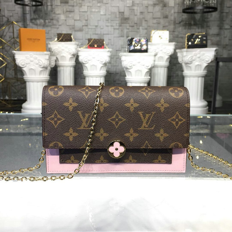 ルイヴィトン LOUISVUITTON 2019年最新入荷 ポルトフォイユ フロール チェーンウォレット ショルダーバッグ モノグラムキャンパス