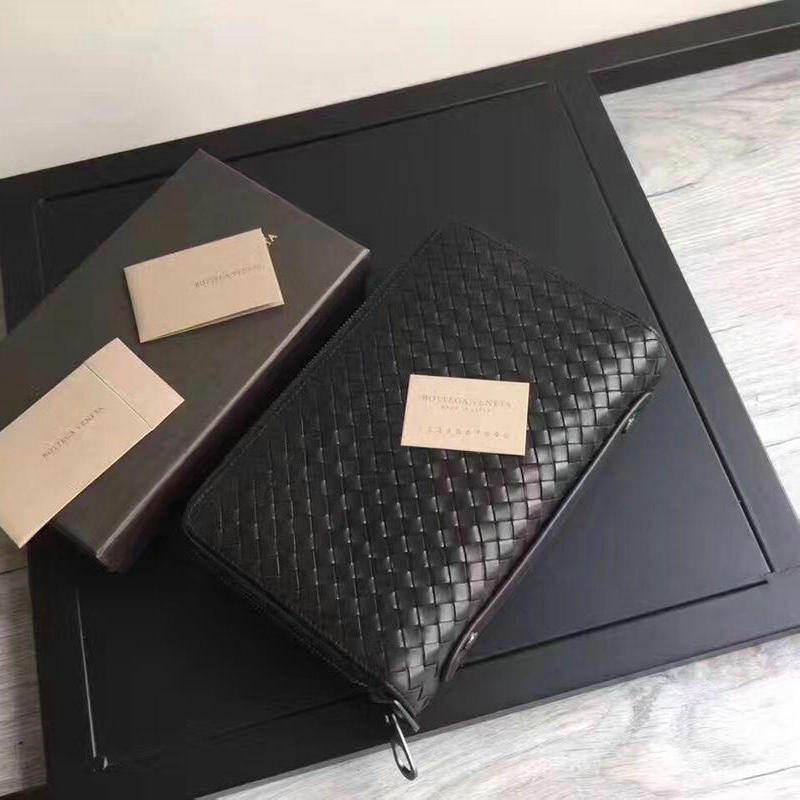 ボッテガヴェネタ BOTTEGAVENETA 2aj-BOV244705 019年最新入荷 イントレチャート ジップラウンドウォレット ファスナー長財布 メンズ 黒