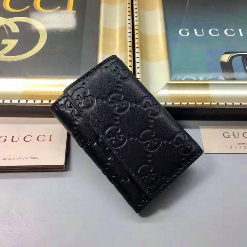 グッチ GUCCI 2019年夏最新入荷 シグネチャー レザー キーケース カーフスキン 黒