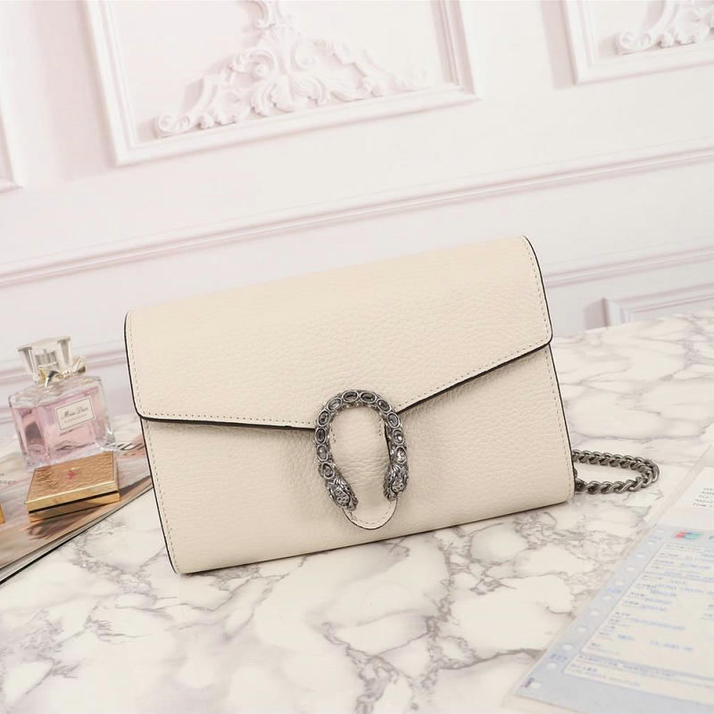 グッチ GUCCI 057-GG401231P 2019年夏最新作 ディオニュソス レザー ミニ チェーンバッグ チェーンウォレット 白