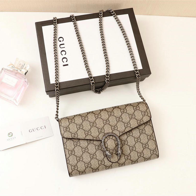 グッチ GUCCI 057-GG401231X 2019年夏最新作 ディオニュソス レザー ミニ チェーンバッグ チェーンウォレット 白