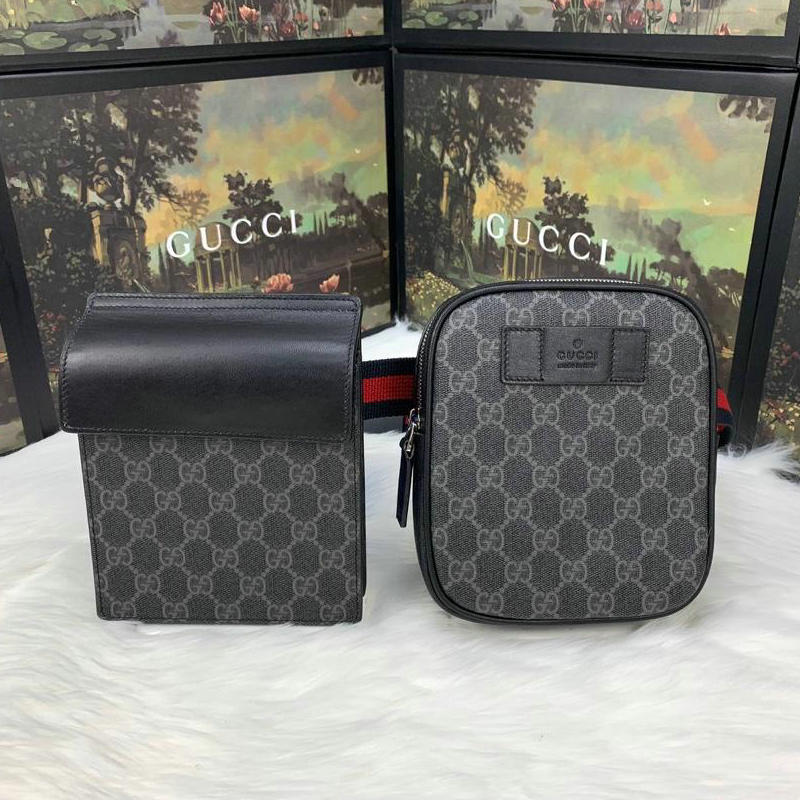 グッチ GUCCI 057-GG450956 2019年夏最新作 GGスプリーム ベルトバッグ ウェストバッグ カーフスキン 黒