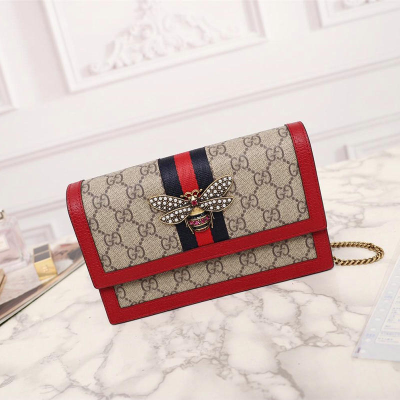 グッチ GUCCI 057-GG476079 2019年夏最新作 クイーン マーガレット レザー ミニバッグ チェーンウォレット ショルダーバッグ