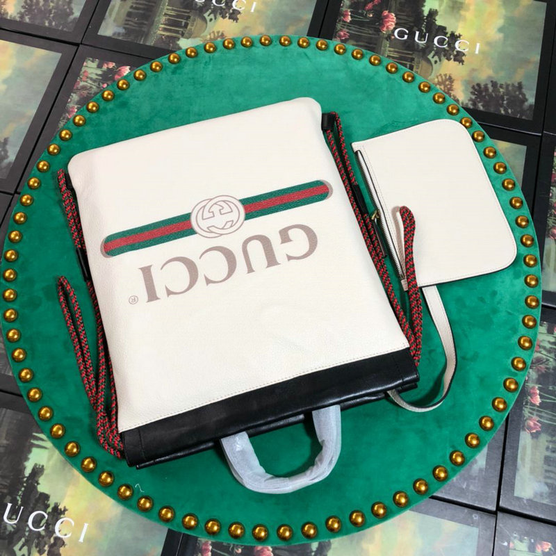 グッチ GUCCI 057-GG523586 2019年夏最新作 グッチ プリント レザー ドローストリング バックパック メンズ レディース リュック リュックサック