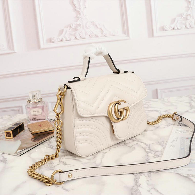 グッチ GUCCI 057-GG547260B  2019年夏最新作 GGマーモント ミニ トップハンドルバッグ トートバッグ 2way ショルダーバッグ レザー