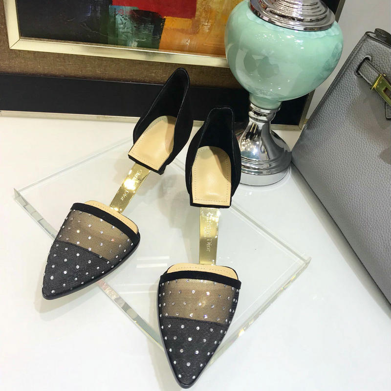クリスチャンディオール CHRISTIAN DIOR 26-CDJ19009 2019年夏最新入荷 ローヒールシューズ メッシュ サマーサンダル ポインテッド 通気 靴 通勤 ピンヒールサンダル