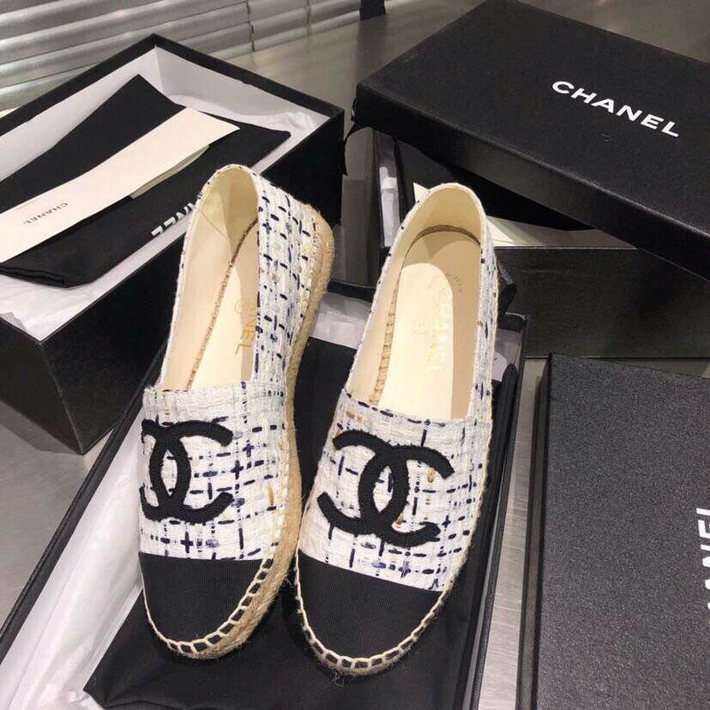 商品名称：シャネル CHANEL 26-CHJ19038 2019年春夏最新作 フラットシューズ レディース 靴 エスパドリーユ シューズ ココマーク 黒 白