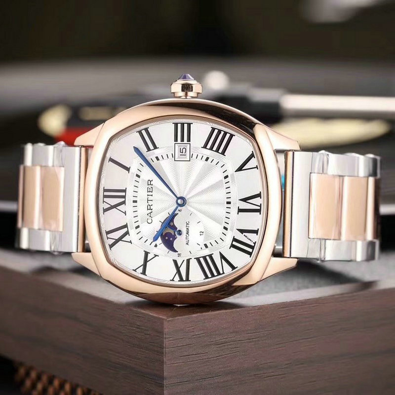 カルティエ CARTIER ZX-CAT19001J 2019年最新入荷 ドライブ ドゥ ムーンフェイズ ウォッチ メンズ 時計 男性用 オートマチック機械式 自動巻き腕時計