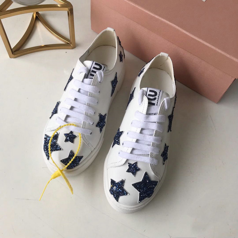 ミュウミュウ MIUMIU 26-MMJ19010 2019年最新入荷 スニーカー レディース スポーツシューズ レースアップシューズ カジュアルシューズ 白 レザー
