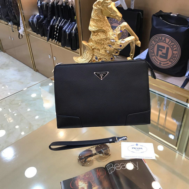 プラダ PRADA GH-PD8753B 2019年最新入荷 手持ちかばん クラッチバッグ メンズバッグ かばん レザー 黒