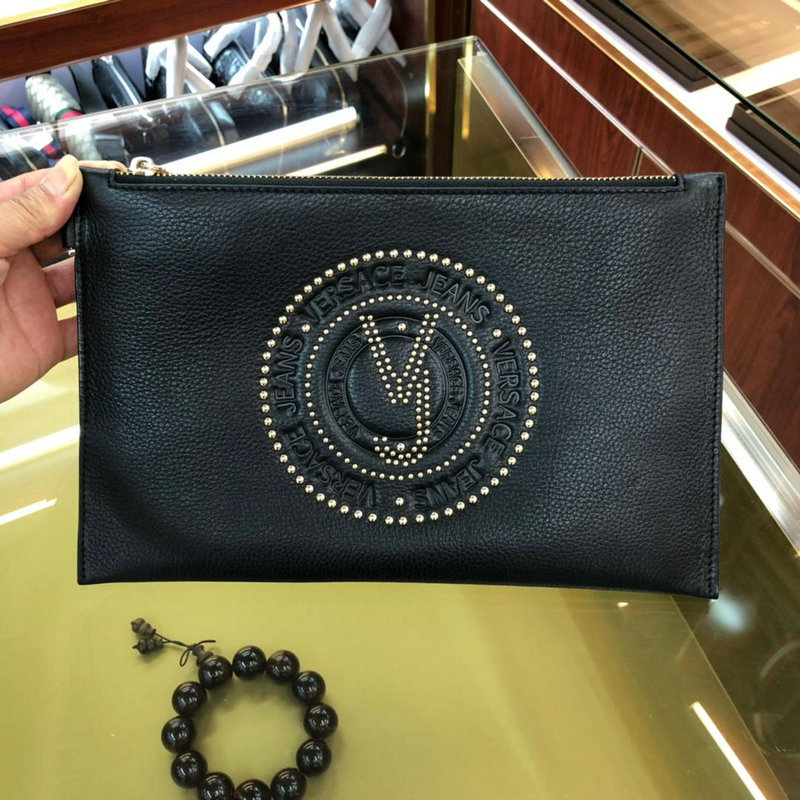 ヴェルサーチ VERSACE 2019年最新入荷 手持ちかばん クラッチバッグ メンズバッグ かばん レザー 黒