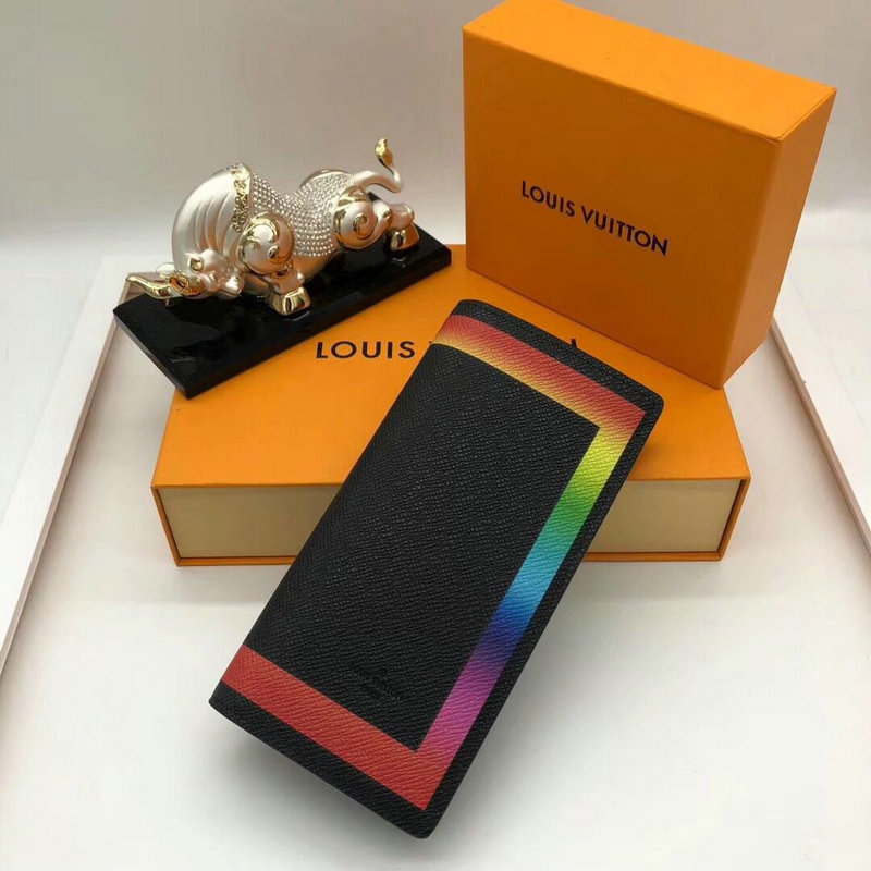 ルイヴィトン LOUISVUITTON 025-M32572C 2019年最新入荷 ポルトフォイユ ブラザ 二つ折り長財布 レインボー ロングウォレット 黒