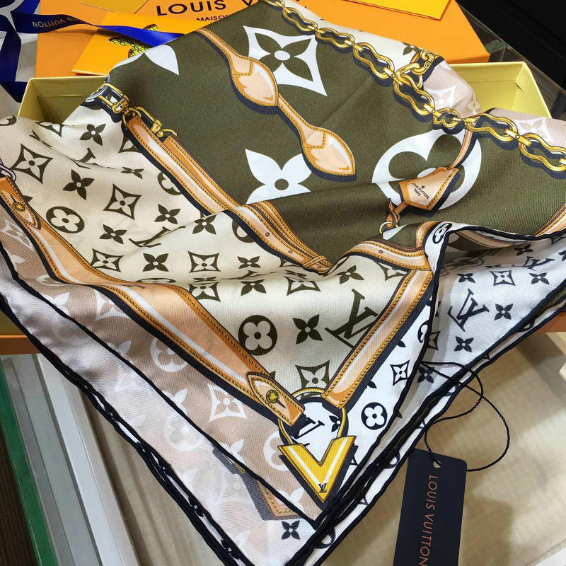 ルイヴィトン LOUISVUITTON  AN-WJLV19018 2019年春夏最新入荷 カレ コンフィデンシャル モノグラム ジャイアント マフラー スカーフ シルク M73357 M73356