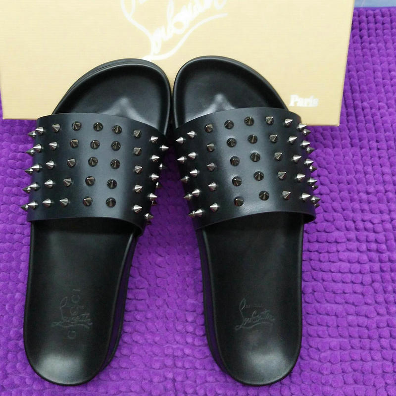 クリスチャンルブタン CHRISTIAN LOUBOUTIN 26-CLJ19018 2019年最新入荷 ビーチサンダル スリッパ ミュール メンズ レザー 黒