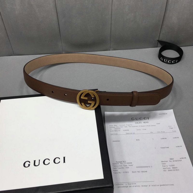 グッチ GUCCI 057-GG370543 2019年最新入荷 ベルト レザー G バックル カーフスキン 幅2.5cm